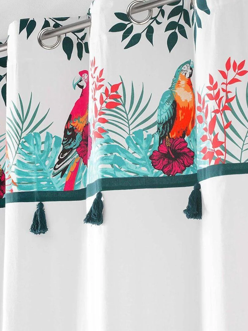 Rideau d'ameublement au parement exotique   Blanc