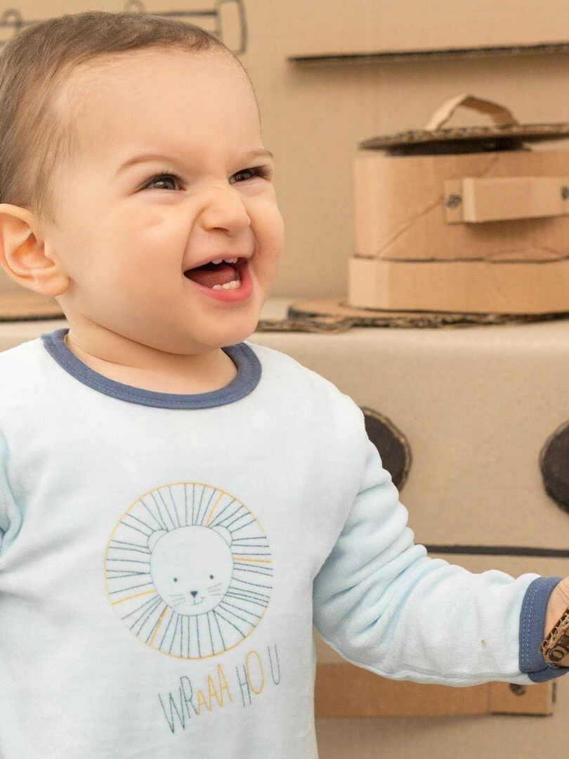 Pyjama bébé motif lion   Bleu