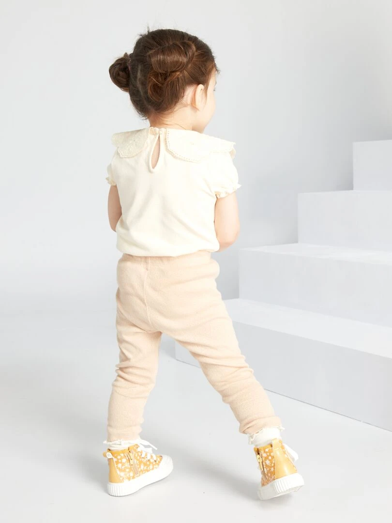 Tee shirt avec col claudine   Blanc