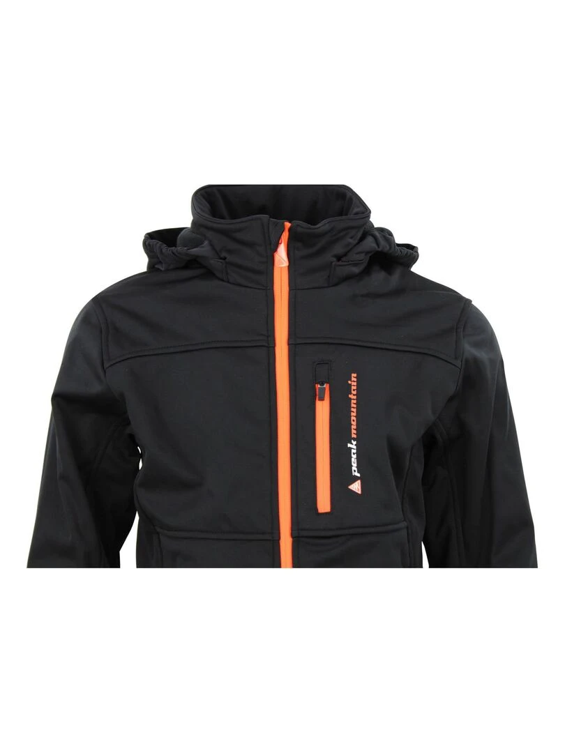 Blouson softshell garçon ECANNE   PEAK MOUNTAIN   Noir Orange