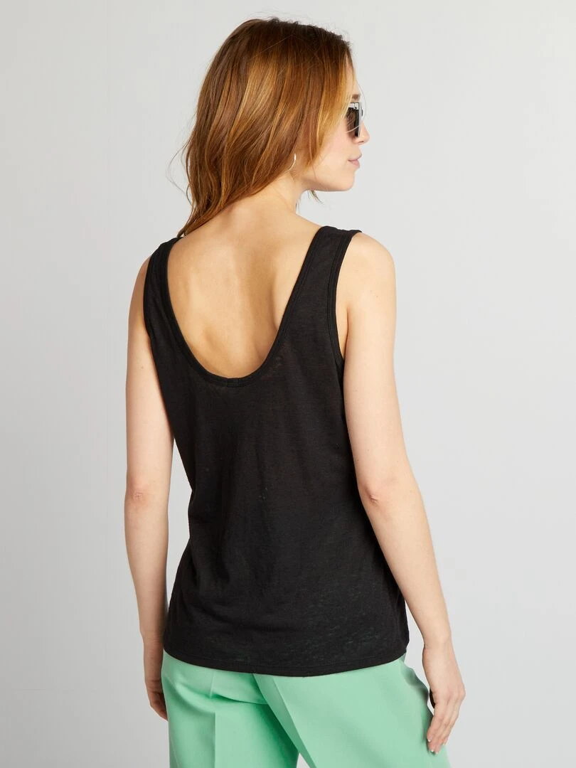Débardeur léger en lin   noir