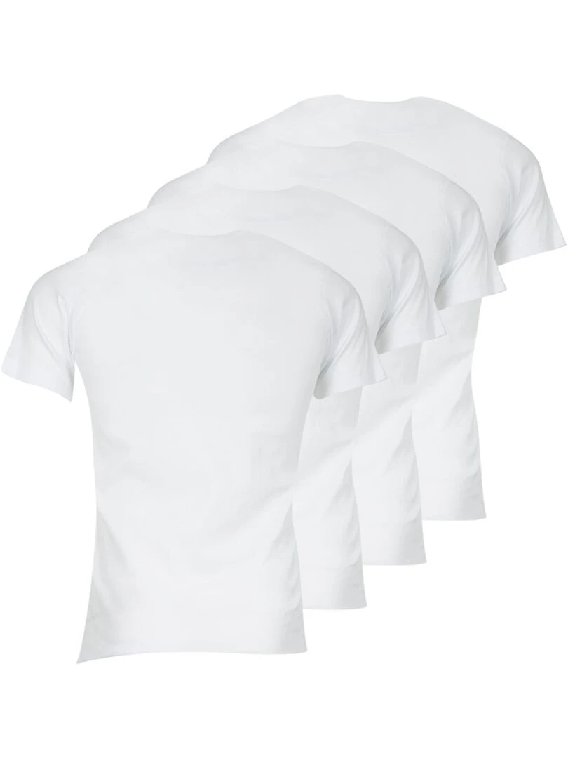 Lot de 4 Tee shirt col V homme Coton Bio Blanc