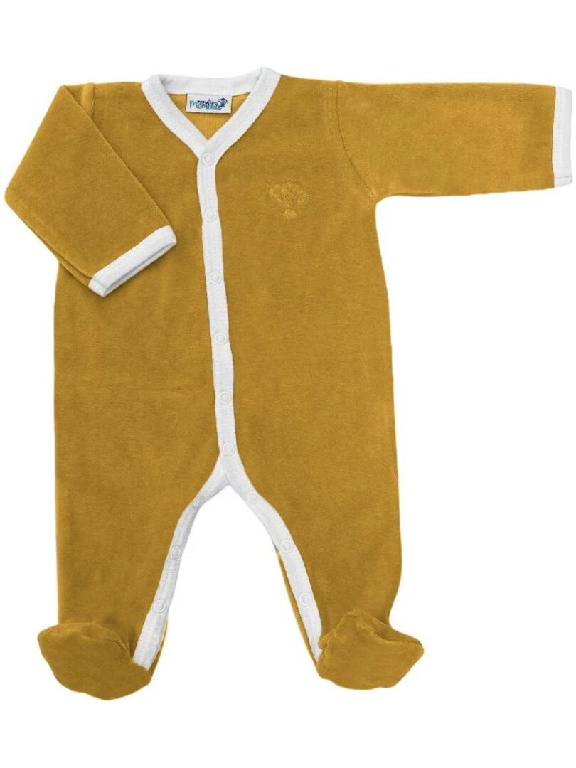 Pyjama velours 100% coton biologique 1 à 6 mois Moutarde