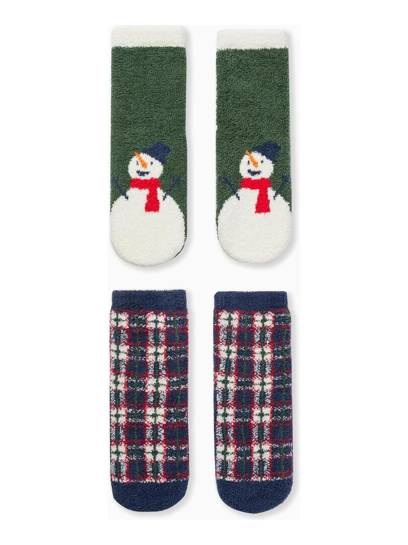 Pack 2 Paires de Chaussettes Antidérapantes pour Enfant 'Snowman' NOËL Multicolore