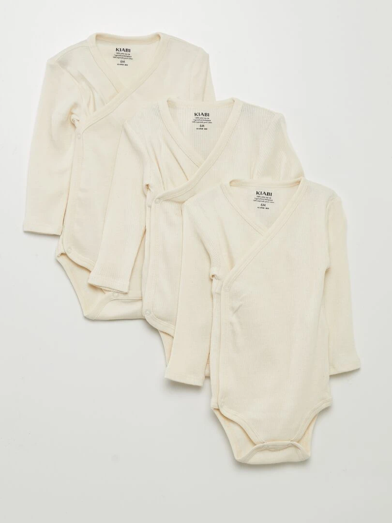 Lot de 3 bodies côtelés Beige