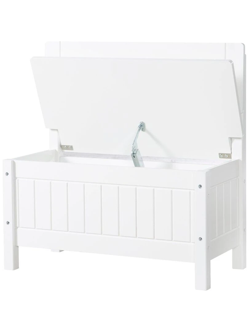 ROBA Banc Coffre à Jouets pour Enfant en Bois   Banc de Rangement   Fermeture Douce   Blanc   Blanc