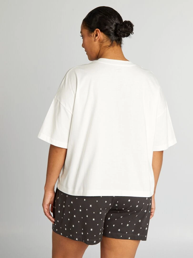 Pyjama court 'Clochette' en jersey 2 pièces Blanc/gris