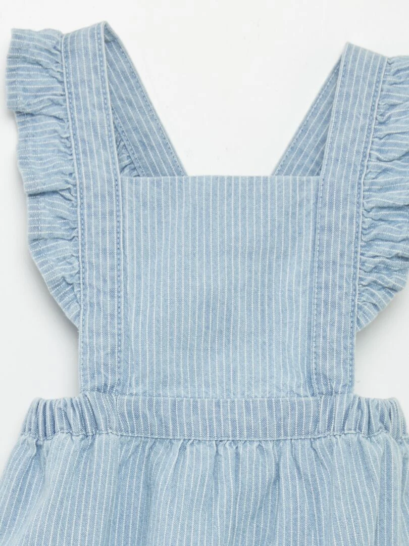 Barboteuse à bretelles   Bleu chambray