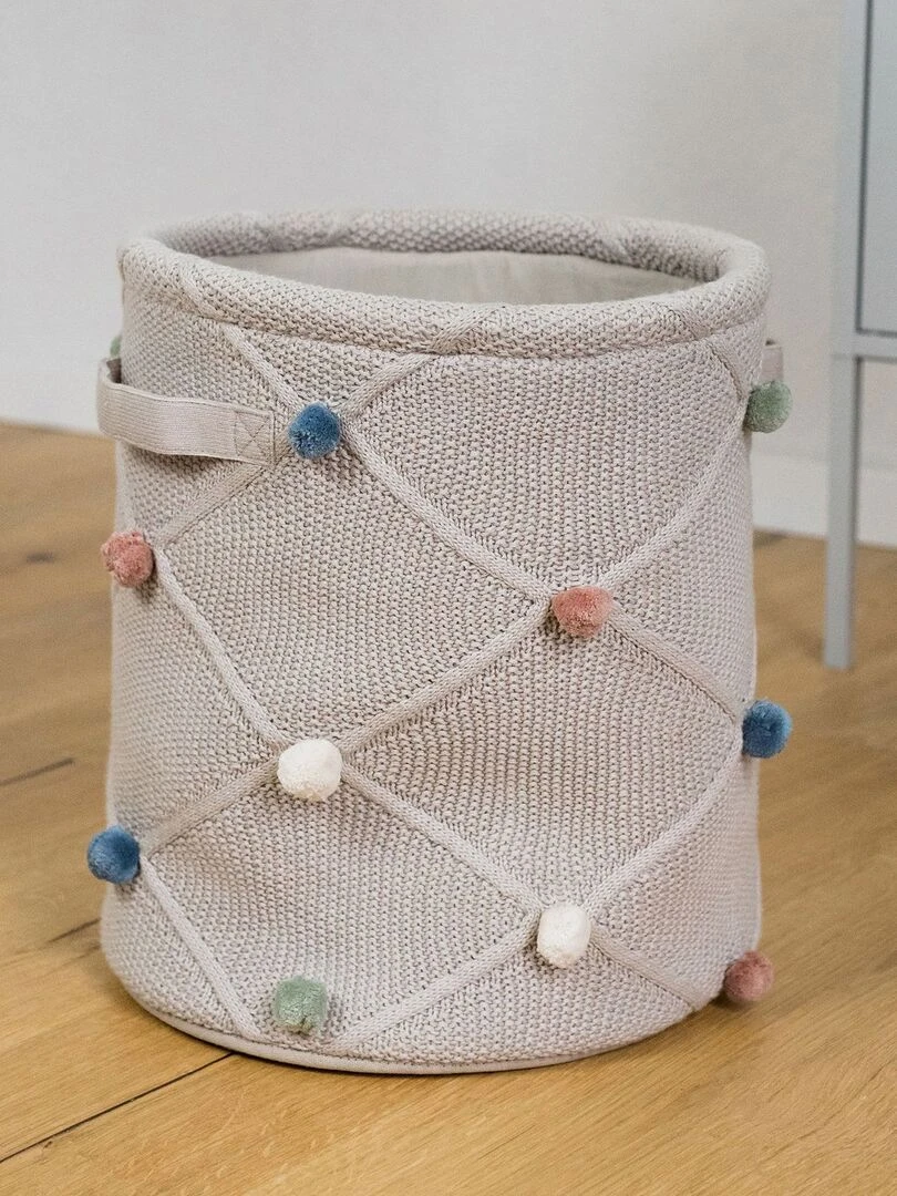 Panier de rangement Pompon Beige argile