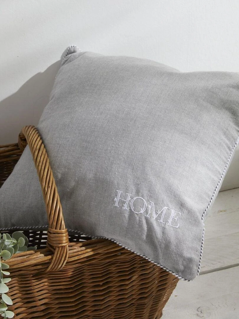 Coussin déhoussable avec broderie 'CHARME' 'TODAY' Gris