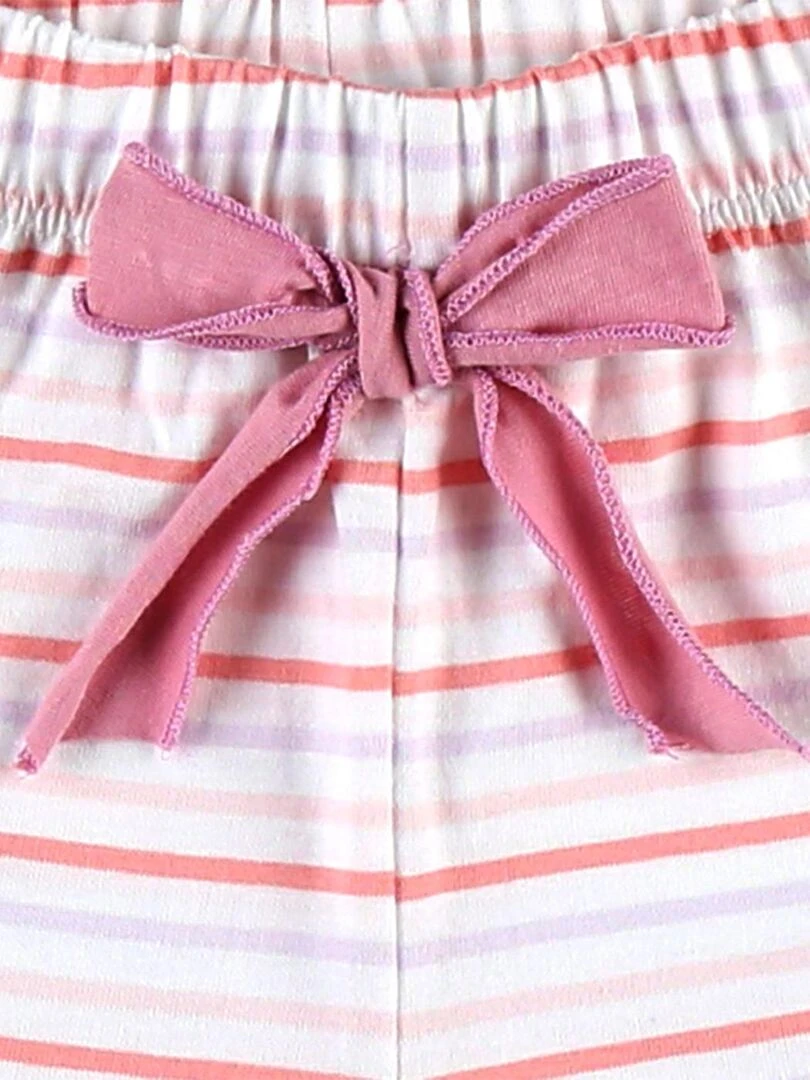 Pyjamas 2 pièces court en jersey  écru/rose   Noukie's   Rose