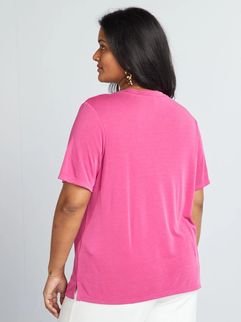 T shirt manches courtes stretch   Rose