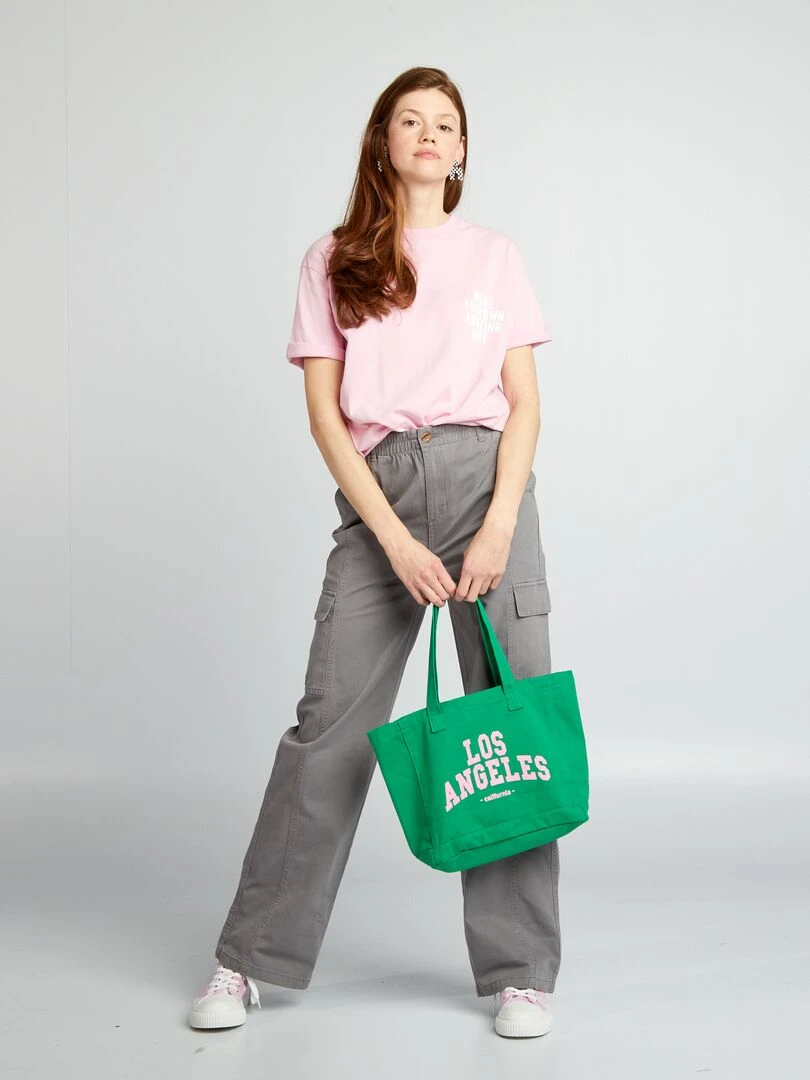 T shirt ample imprimé   Rose