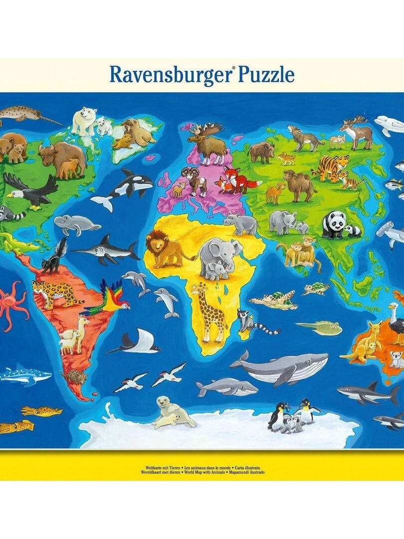 Puzzle cadre : 30 pièces : Les animaux dans le monde N/A