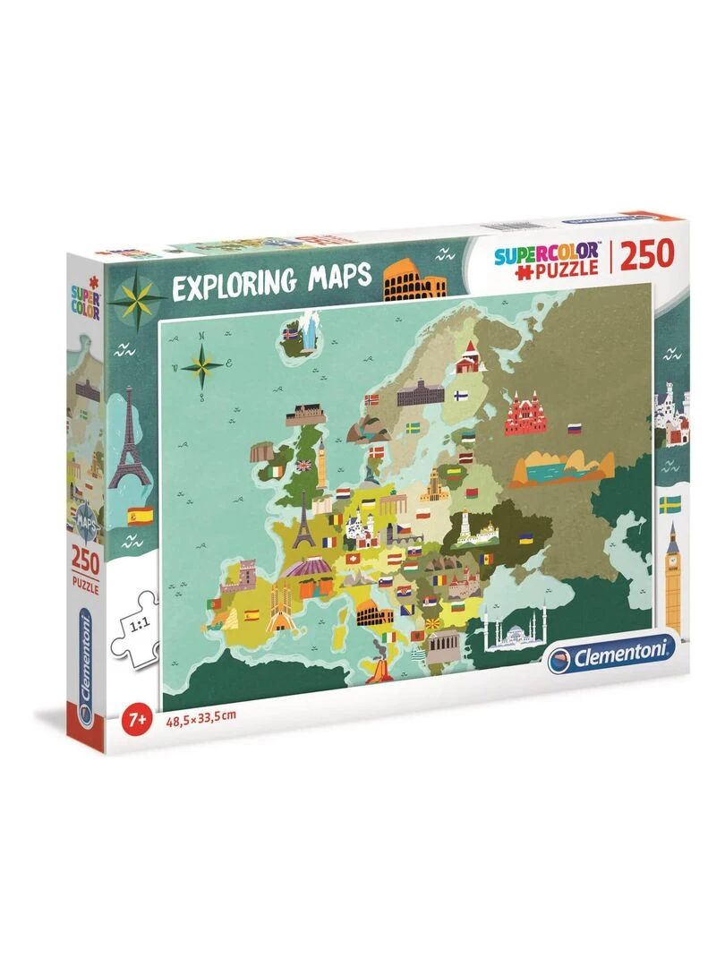 Puzzle 250 pièces Exploring Maps : Europe Monuments et Merveilles N/A