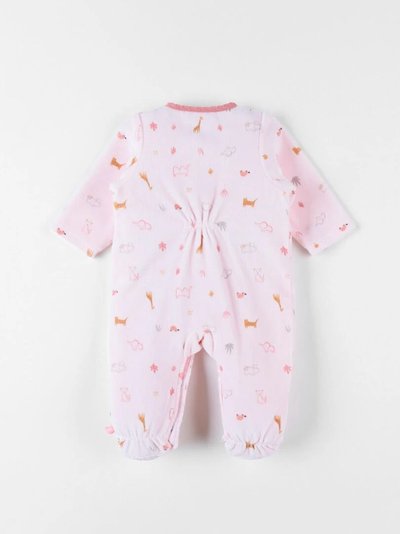 Pyjama 1 pièce à imprimé animalier en velours clair Noukie's Rose