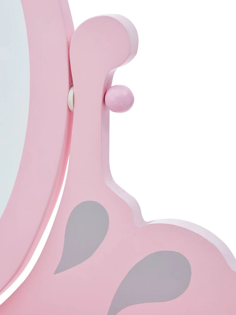 Coiffeuse Enfant En Bois Table Maquillage Avec Miroir Et Tabouret Rose Fantasy Fields Rapunzel Rose