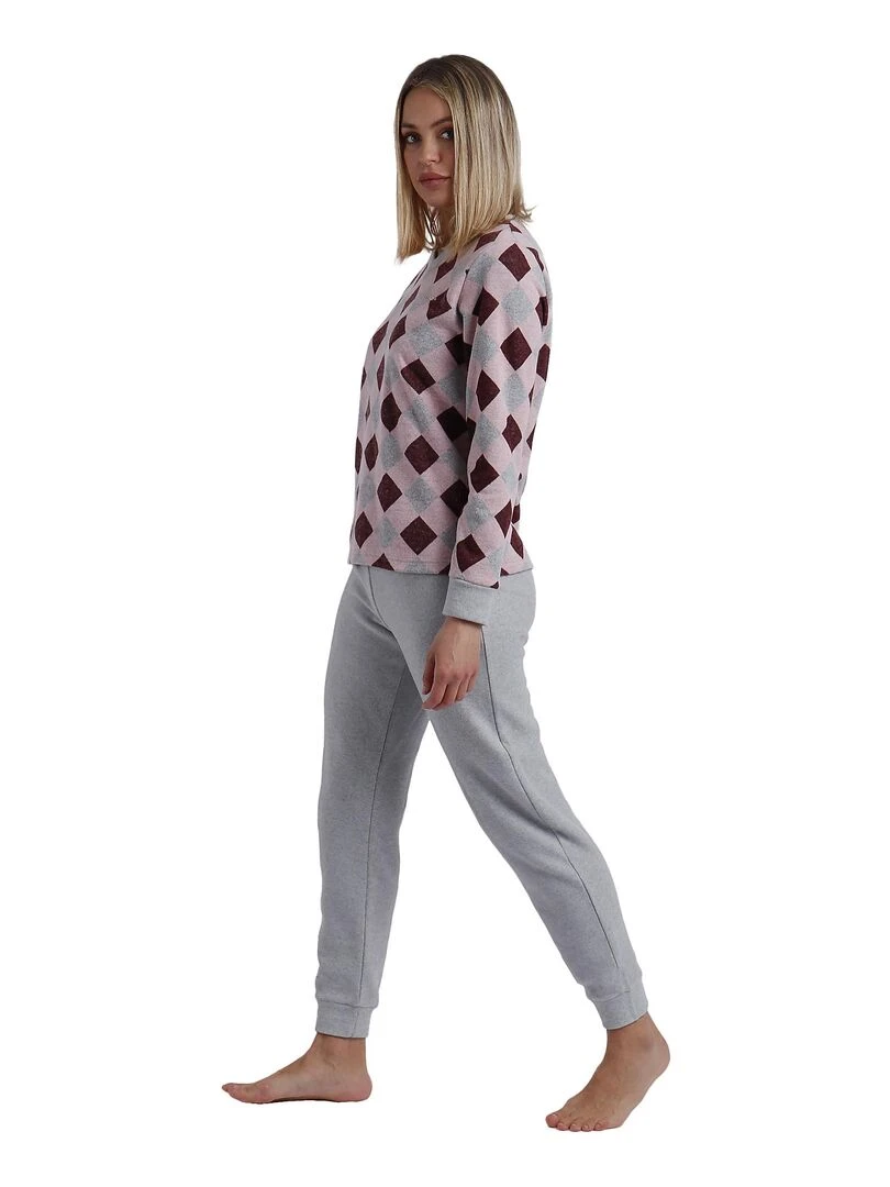 Pyjama pantalon et haut manches longues Harlequin   Rose