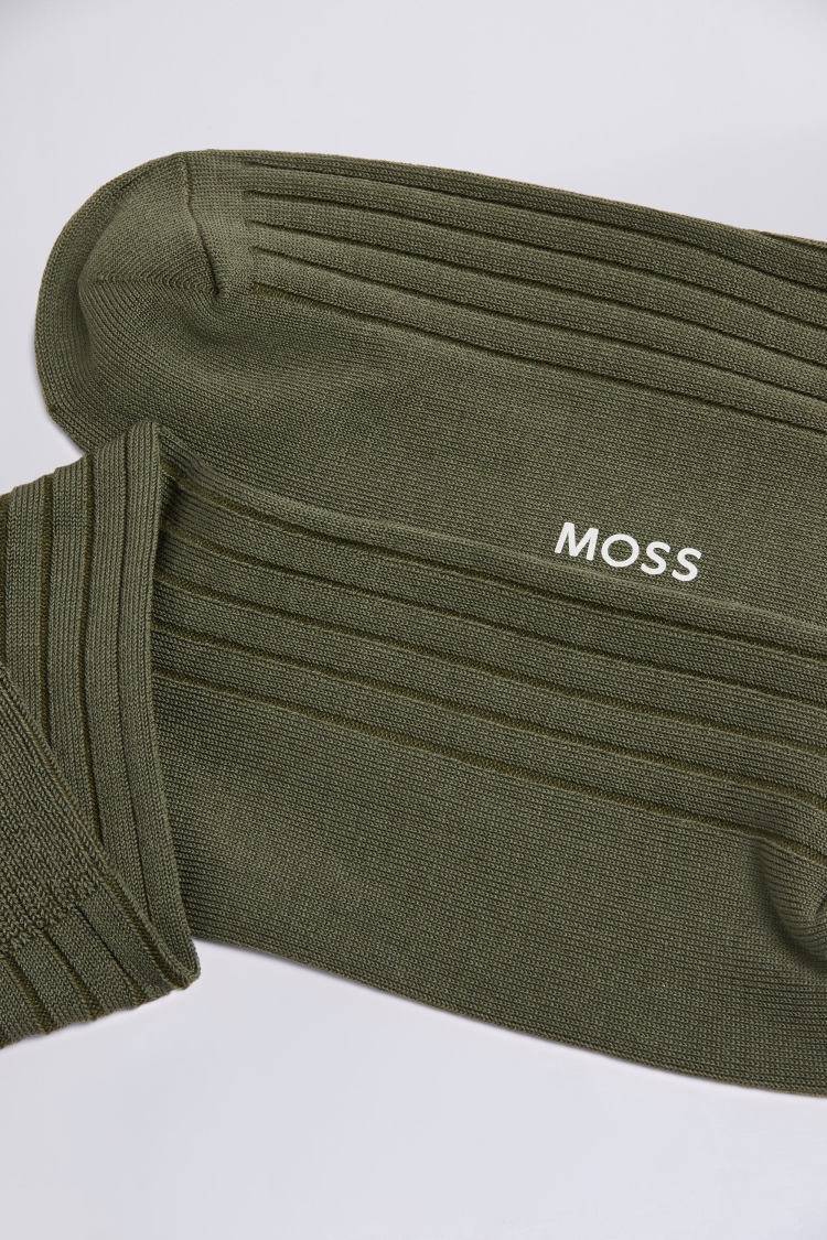 Olive Ribbed Socks Buy Online at Moss