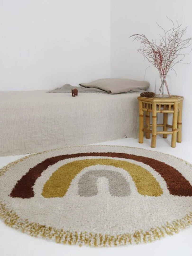 Tapis Rond Bohemian Arc en ciel (120 Cm)   Ecru