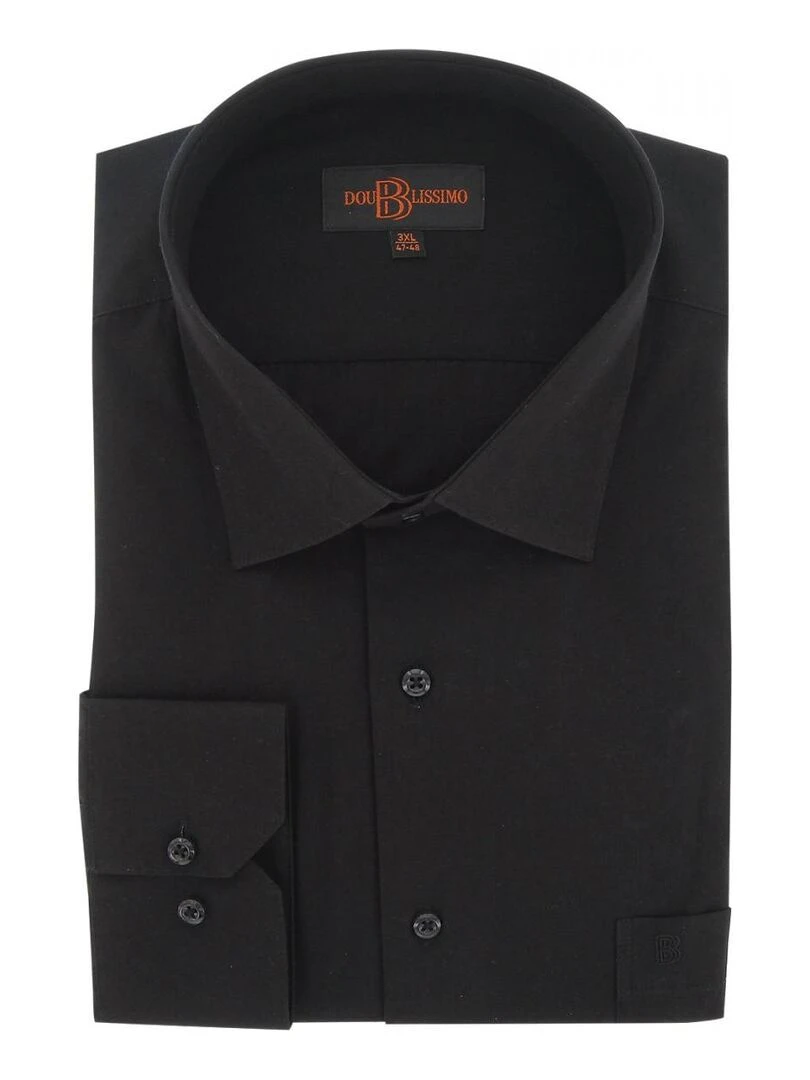 Chemise forte taille unie LISIO Noir