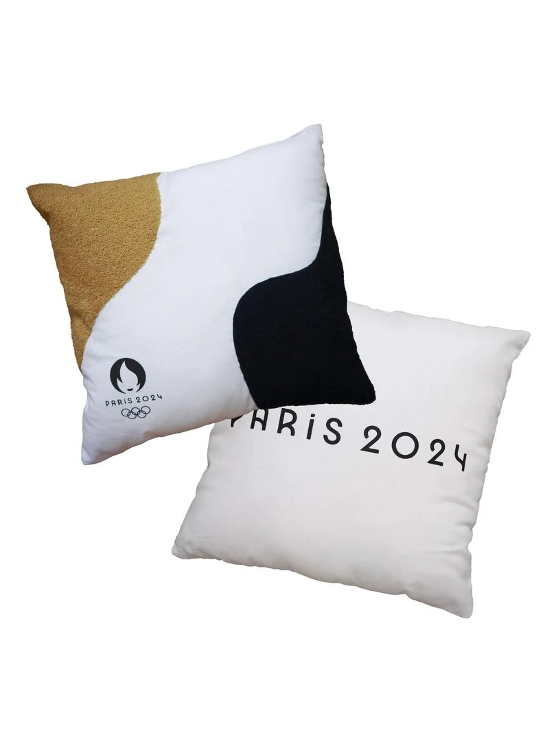 Coussin tufté 100% Coton PARIS 2024 JEUX OLYMPIQUES PREMIUM Blanc cassé
