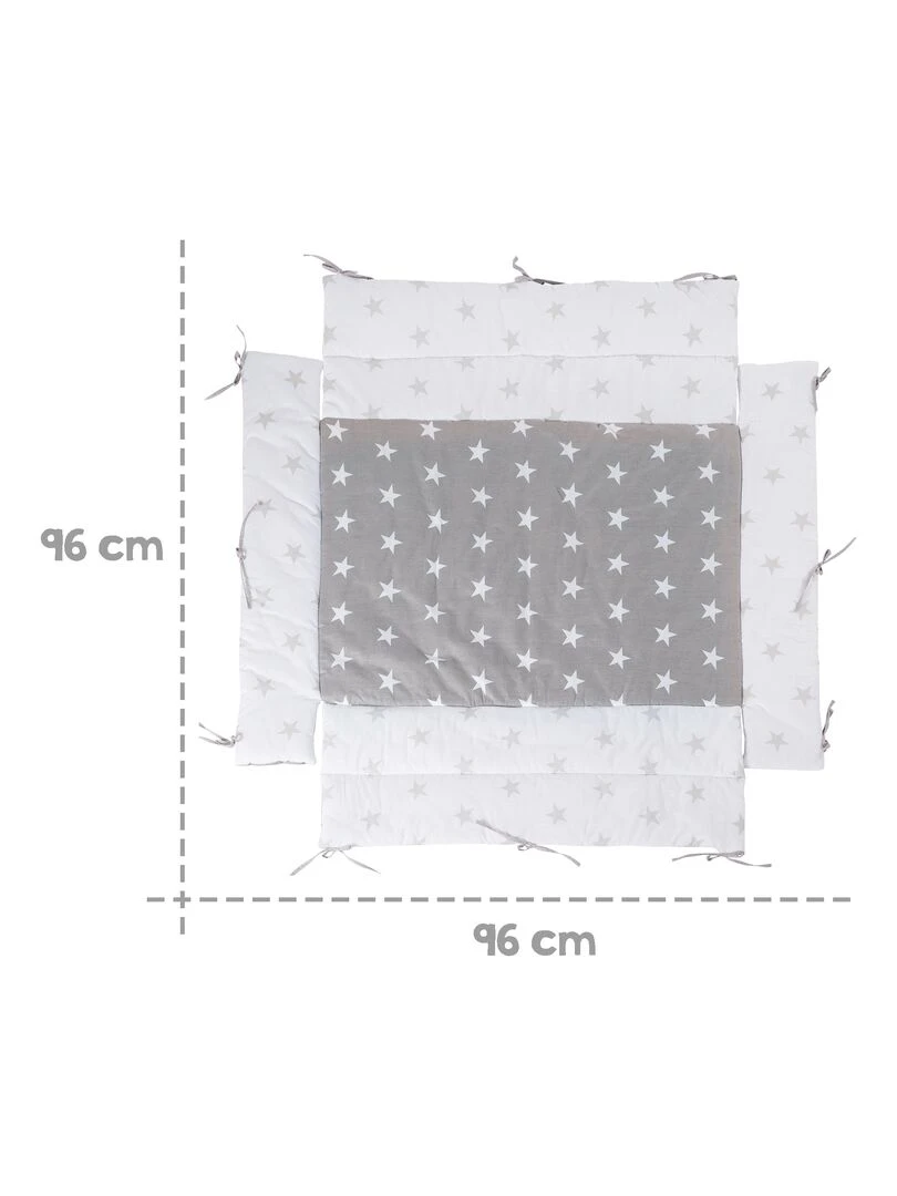 Tapis de parc universel avec bords   imprimé étoiles   'ROBA' Little Stars   Gris Blanc
