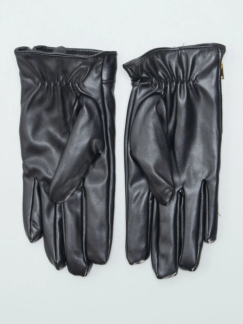 Gants en simili avec zip fantaisie Noir