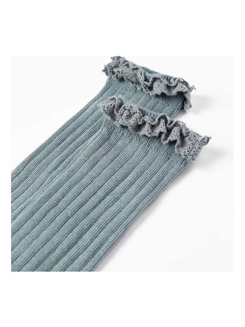 Chaussettes Hautes Côtelées à Dentelle pour Fille ROYALS OFF DUTY Gris