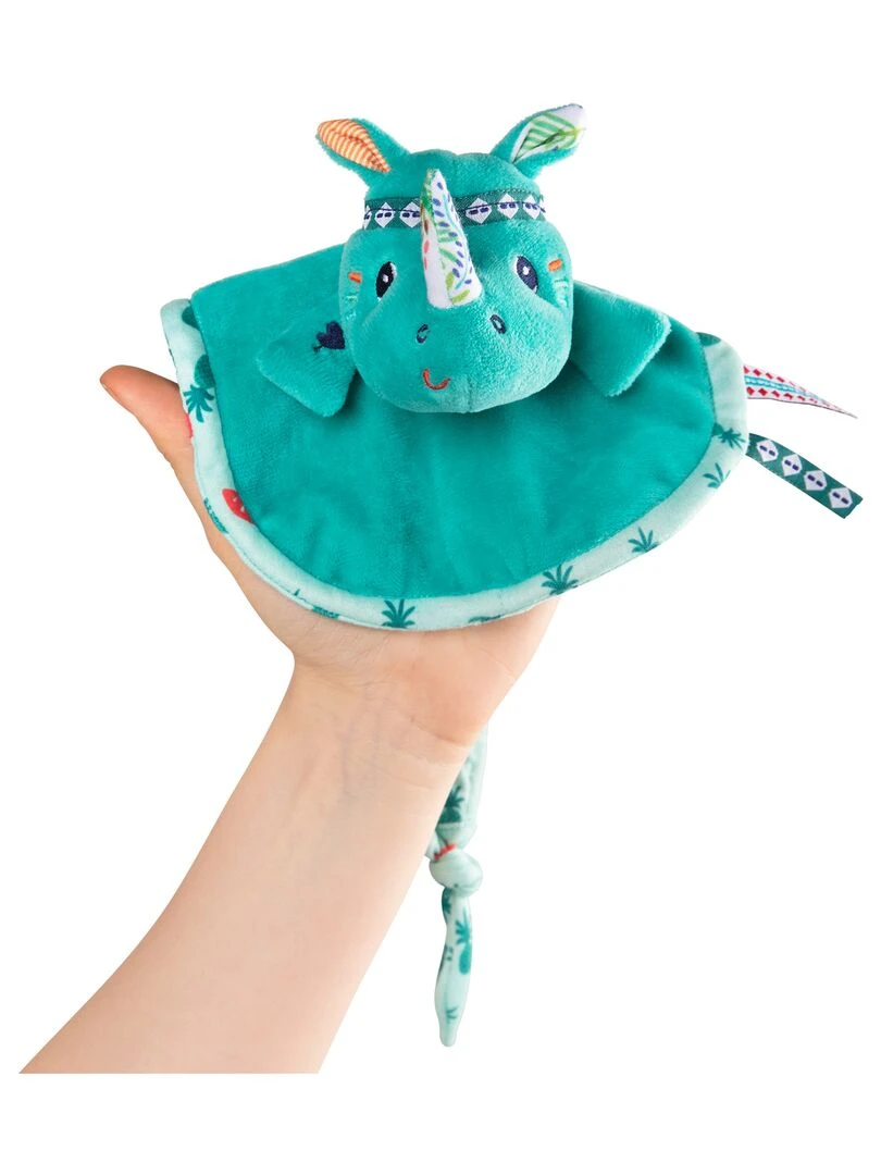 Doudou marionnette attache sucette Marius le rhinocéros N/A