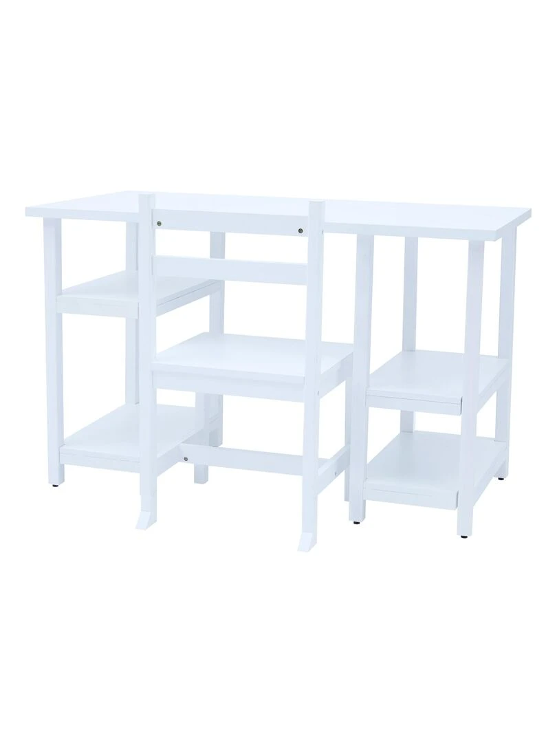 Fantasy Fields Ensemble de bureau et chaises en bois pour enfants avec étagères sur le côté Blanc