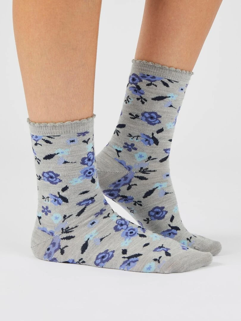 Lot de 2 paires de chaussettes maille fantaisie chaude Thermolactyl Damart Bleu