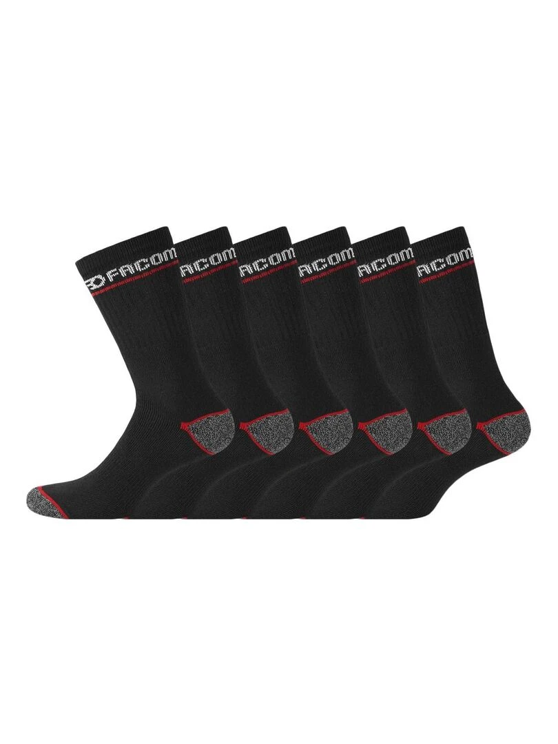 Lot de 6 Paires de Chaussettes longues de travail homme Red Facom Noir