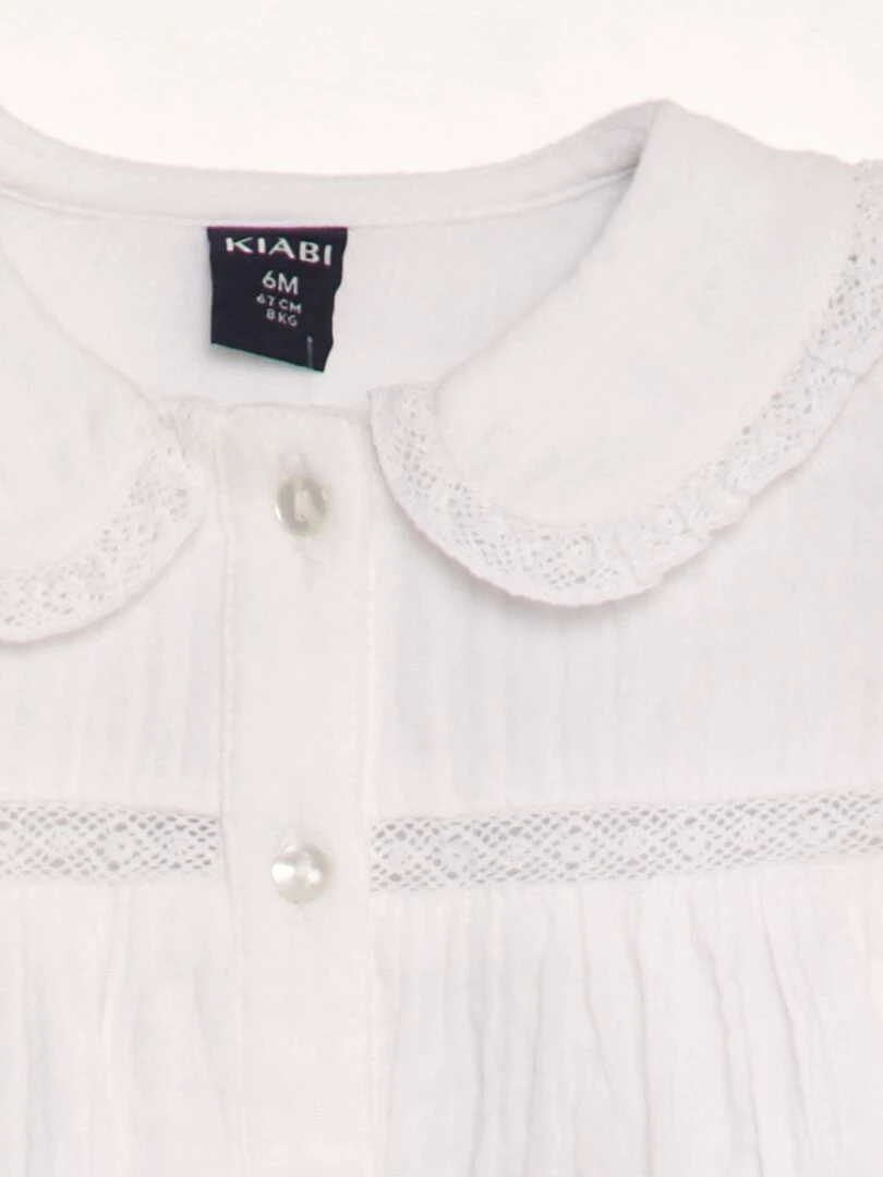 Blouse en double gaze de coton   blanc