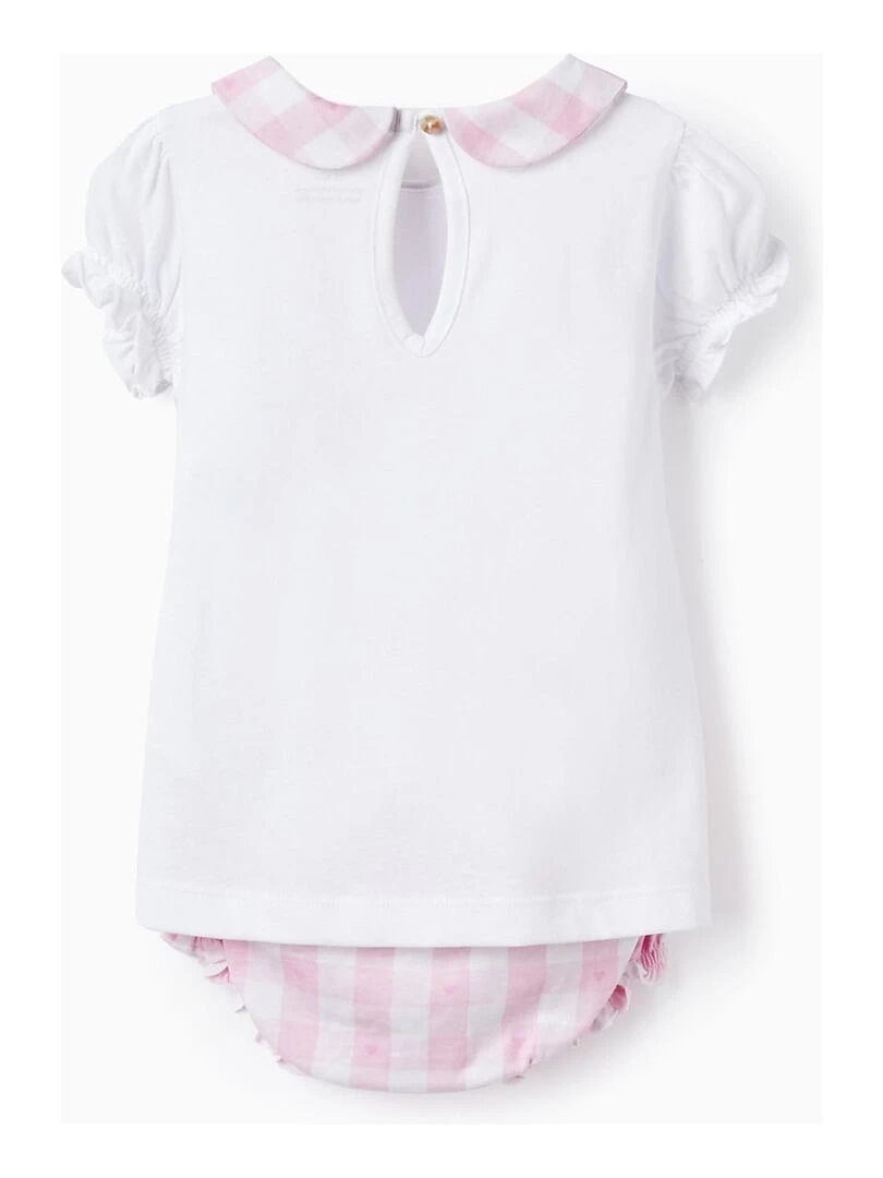 Pyjama T Shirt + Bloomer pour Bébé Fille manches courtes ESSENTIALS LINE Rose clair