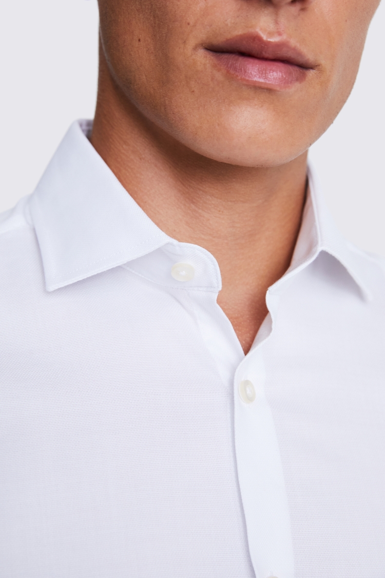 Slim Fit White Dobby Stretch Shirt Buy Online at Moss