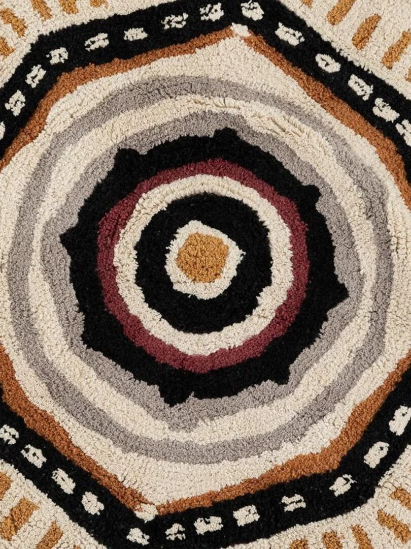 Tapis rond coton tufté Tribal D120   Beige
