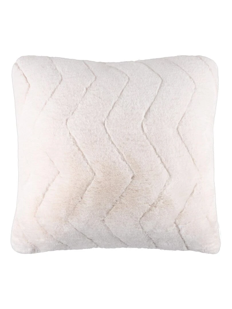 Coussin graphique en imitation fourrure Ecru