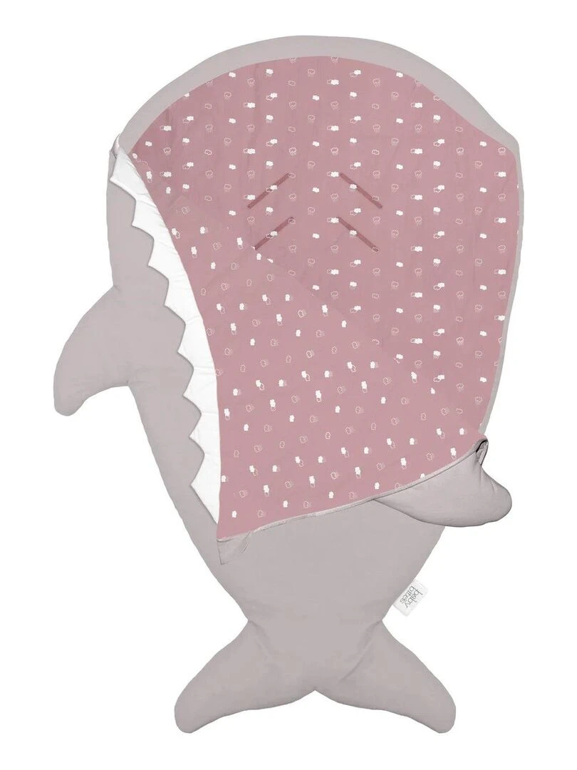 Gigoteuse Baby Shark   Gris Pierre   Nuages Roses   Gris Rose