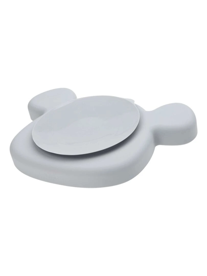 Assiette à compartiments ventousée en silicone Gris Gris