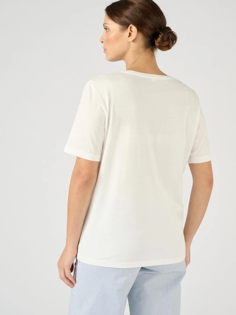 Tee shirt imprimé coton biologique   Damart   Blanc cassé