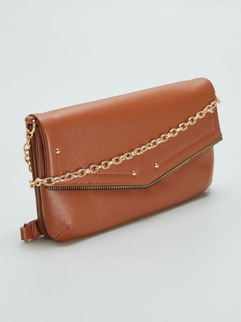 Sac enveloppe à chaine bandoulière Marron