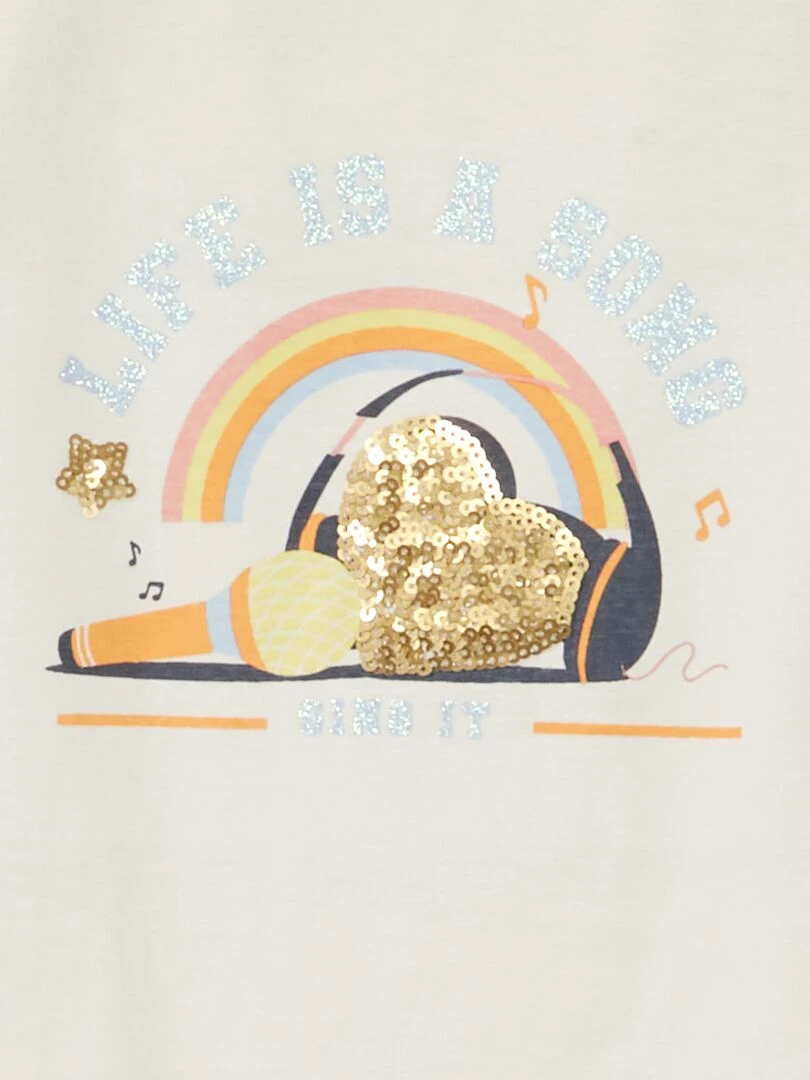 T shirt en jersey avec animation ludique BLANC
