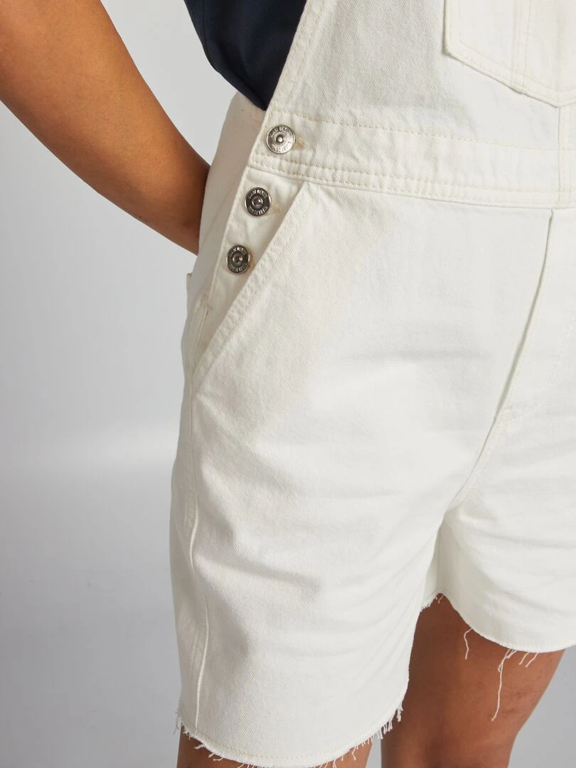 Salopette courte en jean   Blanc