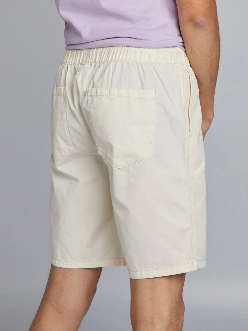 Short élastique en coton   écru