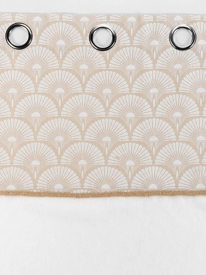 Voilage à œillets 140x240 sable top imprimé jute Bahina blanc   Blanc