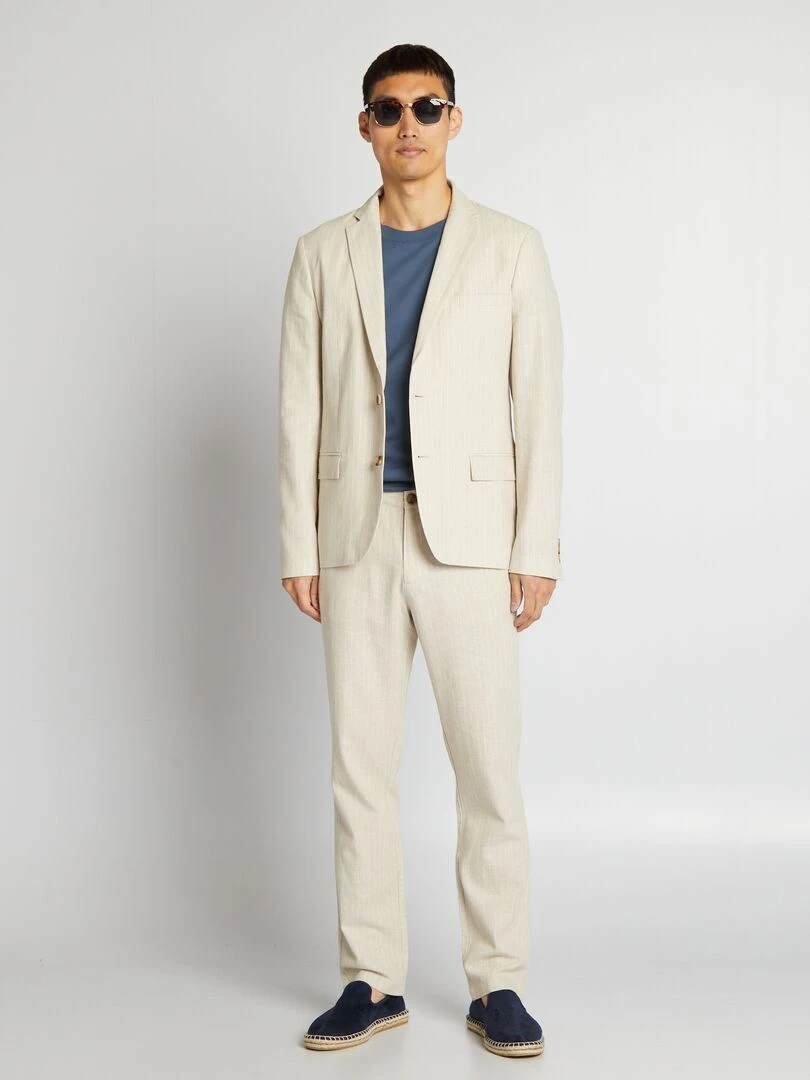 Veste de costume en lin mélangé   Beige