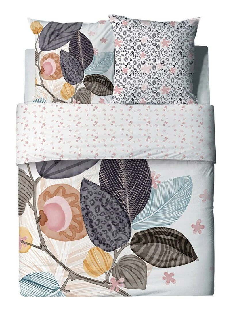 Housse de couette 260x240 Yona + 2 taies 100% coton 57 fils   Blanc