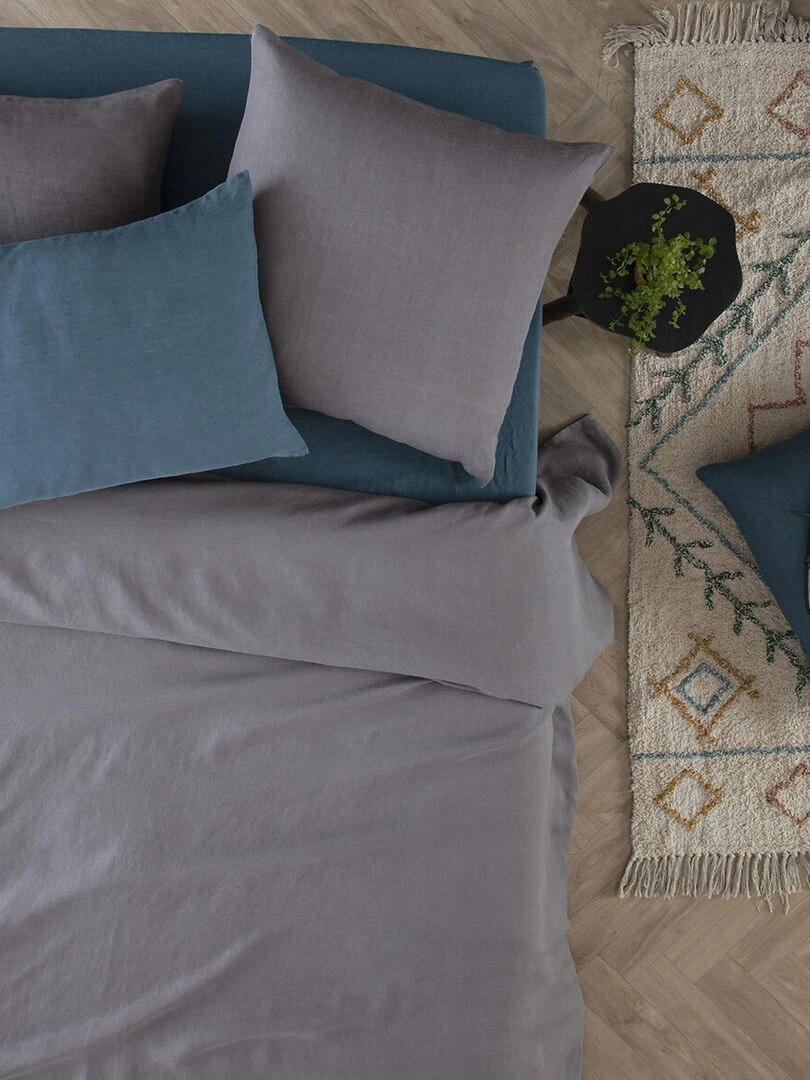 Housse de couette en 100% lin   Bleu ardoise