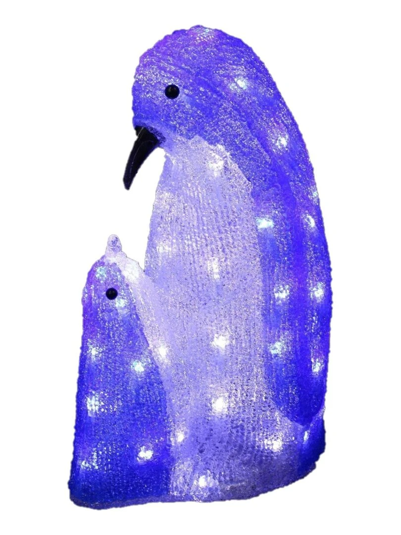Famille pingouin lumineux 70 Led Bleu
